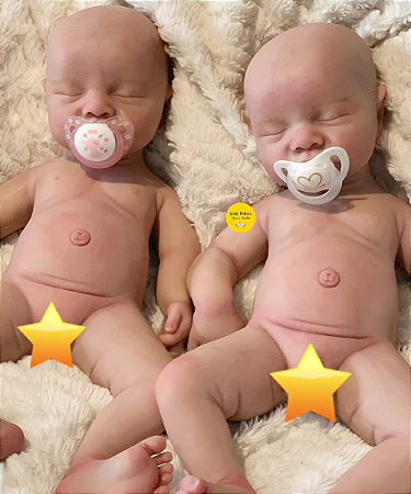 Bebê Reborn Menina E Menino Gêmeos Levi 49 Cm Olhos Fechados Bebê Reborn Silicone Sólido Super Realista