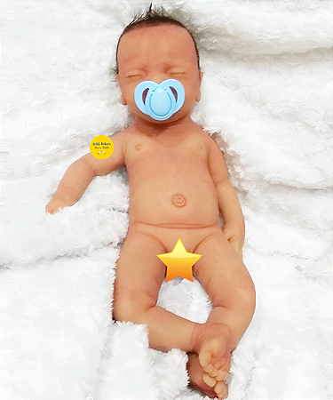 Bebê Reborn Menino Charlotte 46 Cm Olhos Fechados Silicone Sólido Detalhes Reais Com Lindo Enxoval
