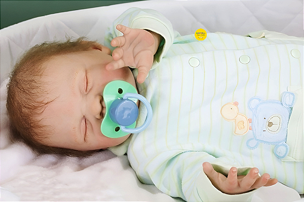 Bebê Reborn Menino Sugar 51 Cm Olhos Fechados Muito Fofo Acompanha Enxoval E Uma Linda Chupeta