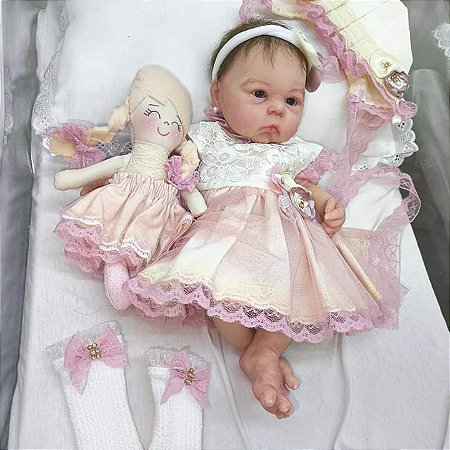 Bebê Reborn Menina Paris 35 Cm Olhos Abertos Silicone Sólido Pode Dar Banho Bebê Realista Com Enxoval