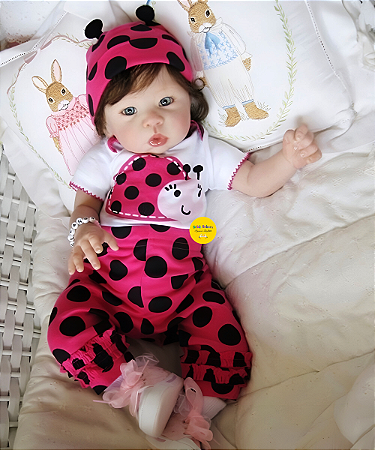 Bebê Reborn Menina Eleanor 50 Cm Olhos Abertos Princesinha Linda Com Lindo Enxoval E Acessórios