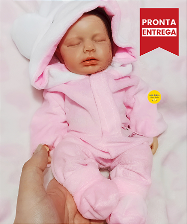 Bebê Reborn Menina 34 Cm Olhos Fechados Toda Em Silicone Sólido Princesinha Linda A Pronta Entrega