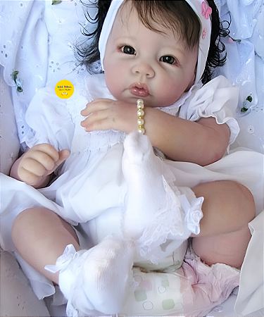 Boneca Bebê Reborn Menina Luca 47 Cm Olhos Abertos Linda Bebê Parece De Verdade Acompanha Enxoval