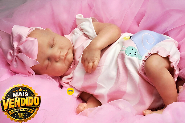 Bebê Reborn Menina Levi 48 Cm Olhos Fechados Princesinha Linda Sua Filha Vai Amar Acompanha Acessórios