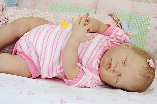 Bebê Reborn Menina Sugar 51 Cm Olhos Fechados Bebê Muito Fofa E Linda Acompanha Enxoval