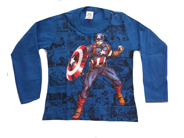 Camiseta manga longa super herois Outlet