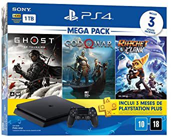 Console Ps4 Slim 1tb Console Playstation 4 + 2 Controles + 2 Jogos