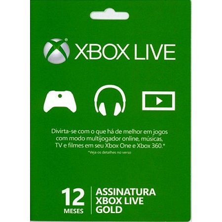 Cartão Microsoft Xbox Live Gold - 12 meses