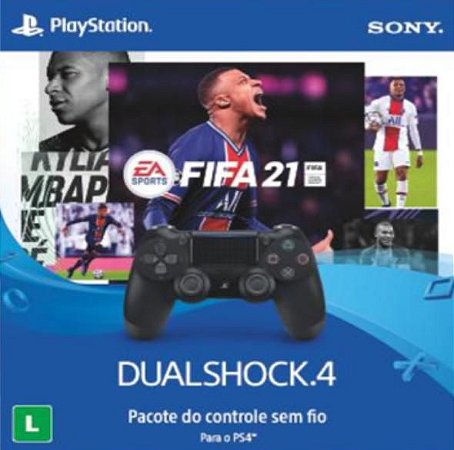 Controle sem fio DualShock 4 Jet Black + FIFA 21