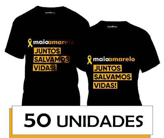 Kit 50 unidades - Camiseta básica  Preta - JUNTOS SALVAMOS VIDAS!