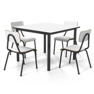 Conjunto de mesa infantil (1 à 5 anos) - 1 mesa + 4 Cadeiras - Branco ou Bege