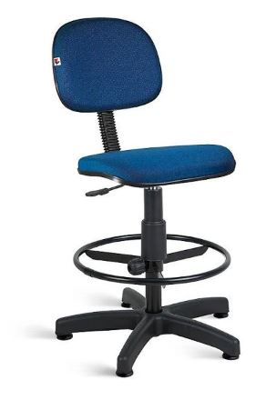 Cadeira Caixa Alta Secretária Tecido Azul Com Preto