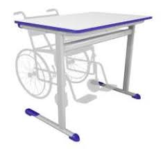 Mesa Escolar Individual – Tampo Laminado Cinza, Estrutura em Aço e Acabamento Azul