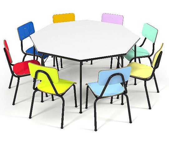 Conjunto De Mesa Octagonal Infantil