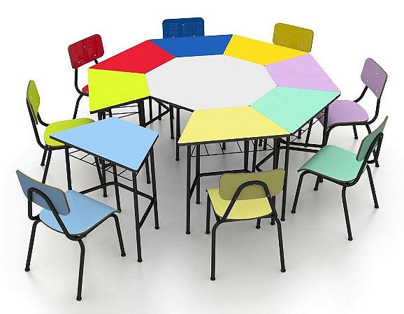 Conjunto De Mesas E Cadeiras, Oitavado Juvenil (6 À 10 Anos) Colorido