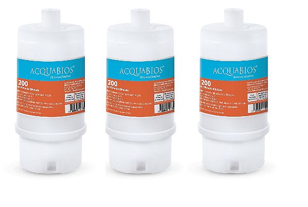 Refil Blindado Ponto De Uso Ab 200 Rosca 1/2 Acquabios Kit 3 peças