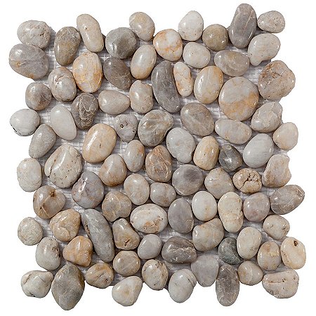 Seixo Bege Grande Polido - 30,5x30,5cm - Glass Mosaic - SX92