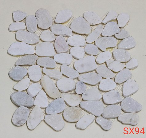 Seixo Branco Plano Fosco - 30,5x30,5cm - Glass Mosaic - SX94