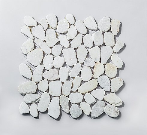 Seixo Branco Plano Fosco - 30,5x30,5cm - Glass Mosaic - SX94