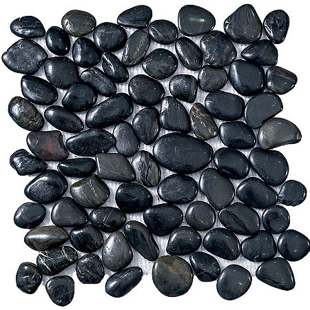 Seixo Preto Grande Polido - 30,5x30,5cm - Glass Mosaic - SX90