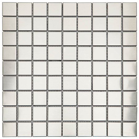 Pastilha Aço Inox Escovado AX01 29,2x29,2cm Glass Mosaic