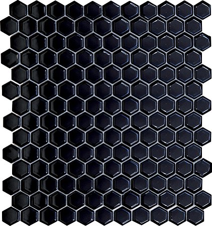 Pastilha de Porcelana Hexagonal - Preta Brilhante - PE2622