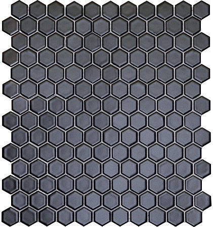 Pastilha de Porcelana Hexagonal - Preta Fosca - PE2623