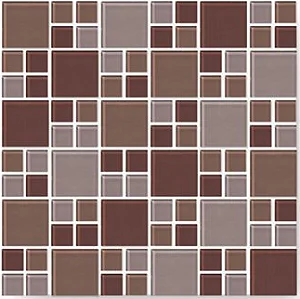 Pastilhas de Vidro Mondrian 30x30cm 4mm Brilhante Marrom