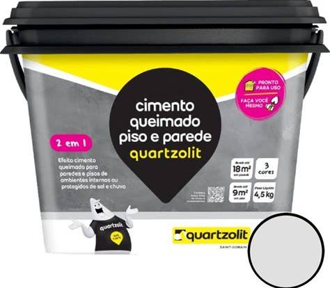 Cimento Queimado Piso e Parede - Cinza - Balde de 4,5 kg - Quartzolit