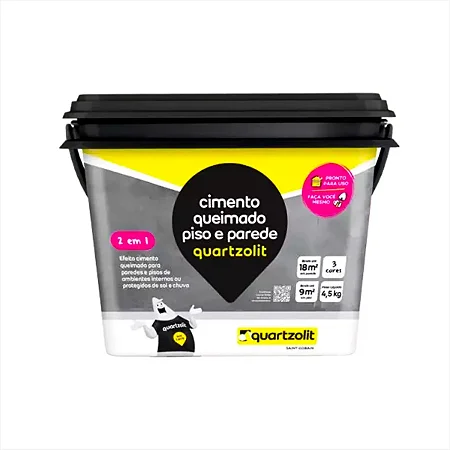 Cimento Queimado Piso e Parede - Cinza Escuro - Balde de 4,5 kg - Quartzolit