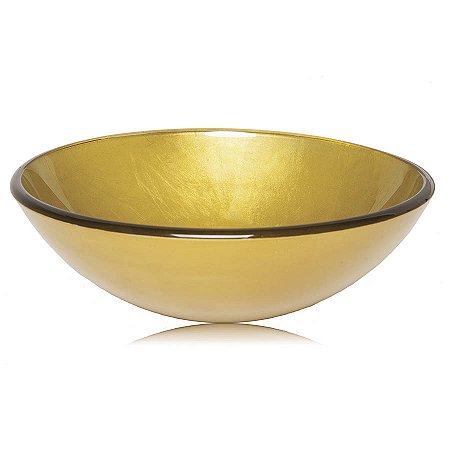 Cuba de Vidro - CGM-16 - Redondo - Esmaltado - Dourado - Glass Mosaic
