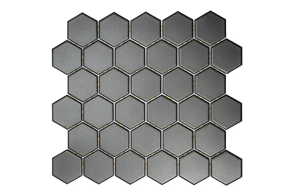 Pastilha de Porcelana Hexagonal 5x5 cm - M-4337 - Preto Acetinado