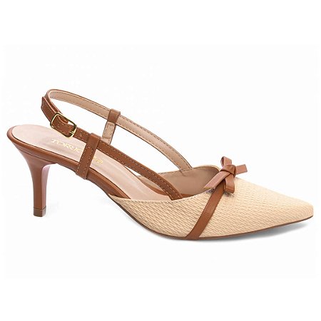 Scarpin Laço Bege Caramelo Feminino 60012A