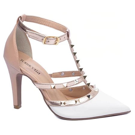 Scarpin Branco Rose Cobre Feminino 65054F