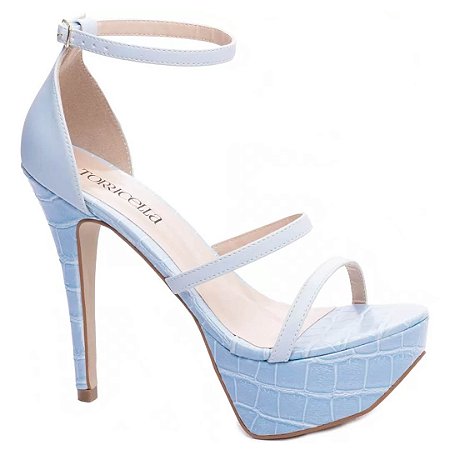 Sandália Feminina Meia Pata Croco Azul Bebê 1204C