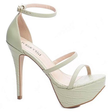 Sandália Feminina Meia Pata Croco Verde Chá 1204D