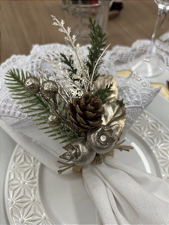 Porta Guardanapo Natal dourado e Verde