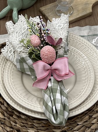 Porta Guardanapo Páscoa Bouquet Ovos Rosa