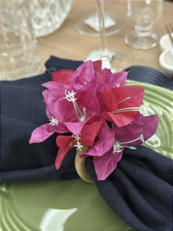 Porta Guardanapo Bouquet de Flores Bougainville Pink | Argola de Madeira