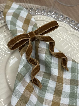 Porta-Guardanapo Laço Veludo Caramelo