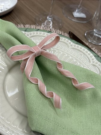 Porta-Guardanapo Laço Veludo Rosa | Mesa Posta Elegante Sofisticada