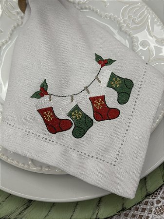 Guardanapo Natalino Bordado Botinhas