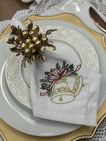 Guardanapo Bordado Natalino Sino