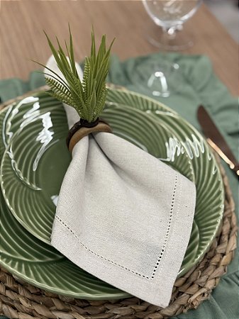 Porta-Guardanapo Folhagem Verde com Argola em Madeira – Unidade