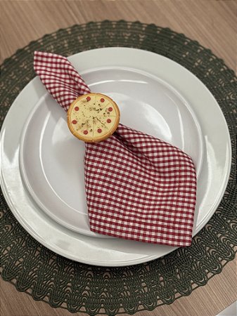 Guardanapo Xadrez Vermelho 43x43 cm – Tecido Tricoline Misto
