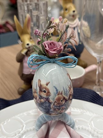 Porta Guardanapo Pascoa Coelho Floral Decorativo Unidade Mesa Posta