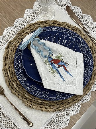 PORTA-GUARDANAPO LAÇO ESTREITO DE VELUDO AZUL CLARO