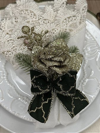 Porta-Guardanapo Rosa Dourada – Coleção Natal