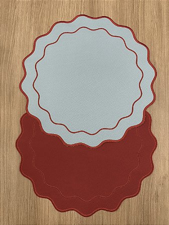 Lugar Americano Redondo Wave Dupla Face – Azul e Vermelho | 38 cm