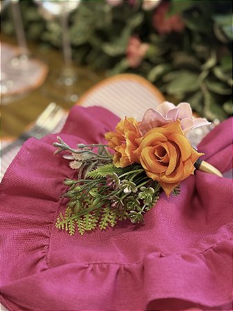 Guardanapo de Tecido Pink com Babado 45x45 cm – Lean Linho